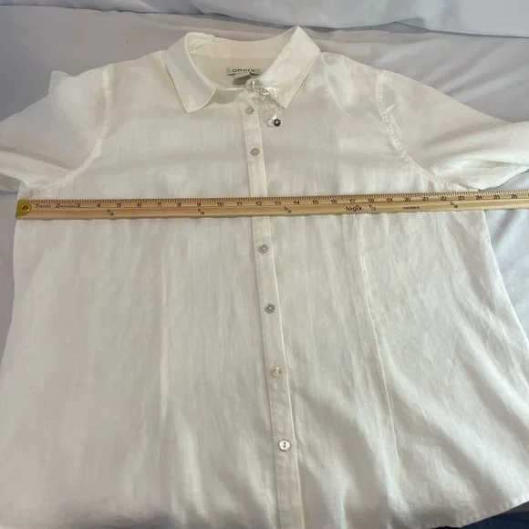 Orvis 100% Linen Women's Everyday Boyfriend Button Down Size XL White - Picture 4 of 10